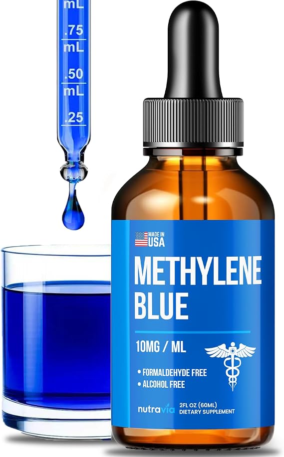 Methylene Blue Drops 1% USP Grade Third Party Lab Tested - USA Made - Formaldehyde Free, Increased Absorption, Blue Methylene Supreme Supplement for Humans, Methane Azul De Metileno Para Humanos (2oz)