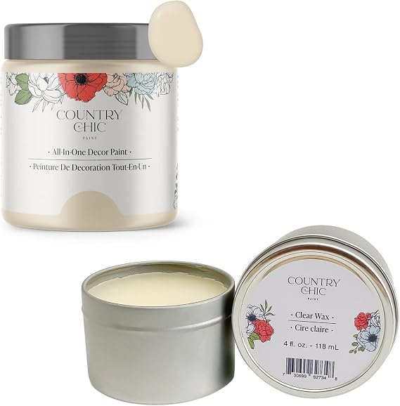 Chalk Style Paint + Furniture Wax Bundle - for Furniture, Home Decor, Crafts (Color: Cheesecake [4 oz] - Off White)