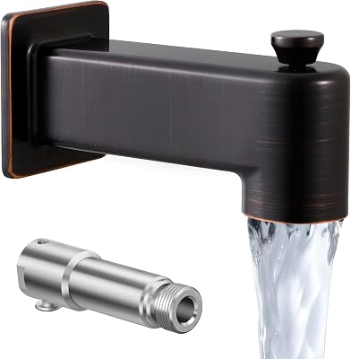 Oil Rubbed Bronze All Metal Tub Spout with Diverter, KES 5-38 Inch Bathtub Faucet Slip On, Bathtub Spout Replacement Fits 12 Inch Copper Pipe, PTSN300-ORB