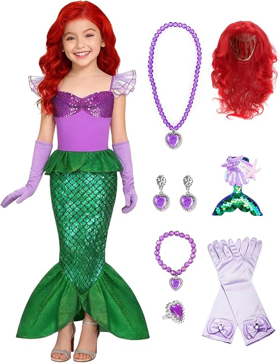 Kids Princess Costume Dress Girls with Accessories for Halloween