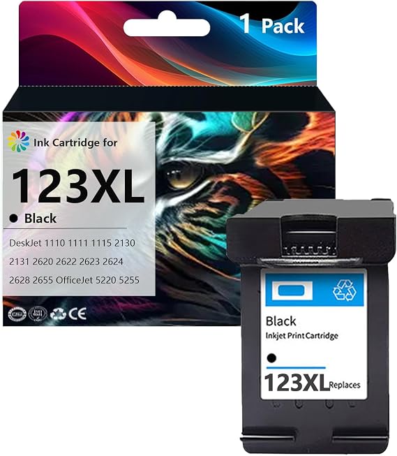 123XL Ink Cartridges Compatible for HP 123 XL Ink Cartridge for HP DeskJet 1110 1111 1115 2130 2131 2620 2622 2623 2624 2628 2655 OfficeJet 5220 5255 Printers Black