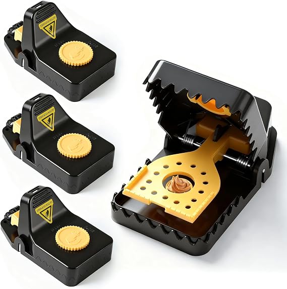 4 Pack Rat Traps, Large Mouse Trap, Rat Traps That Kill Instantly, High Sensitive Mice Trap Snap, Easy Set & Clean Rodent Catcher for Indoors and Outdoors