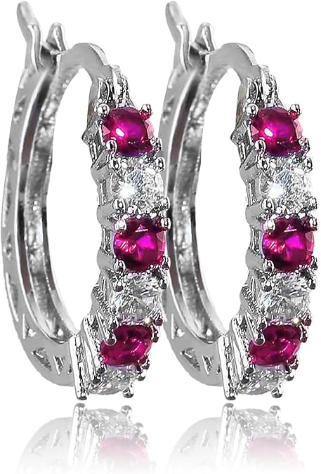 Sales Today Clearance 925 Sterling Silver Earrings For Women Valentines Day Gifts For Her Clearance+Sales Today Deals Prime Hoop Earrings Colorful Earrings Birthday Wedding For Her Him Father Mother