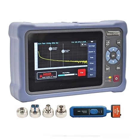 Portable OTDR Fiber Optic Tester 1310/1550nm 26/24dB - Easy-to-Use Optical Time Domain Reflectometer, 4.3" Touchscreen Handheld Fiber Tester with VFL OPM OLS, Complete Kit for Field Testing