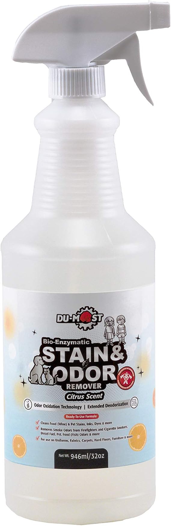 DU-MOST Bio-Enzymatic Stain & Odor Remover, Professional-Grade & Biodegradable, Cleans Pet Urine/Feces, Wine/Ink/Dye/Smoke/Fabric/Floor/Carpet, 32 Oz