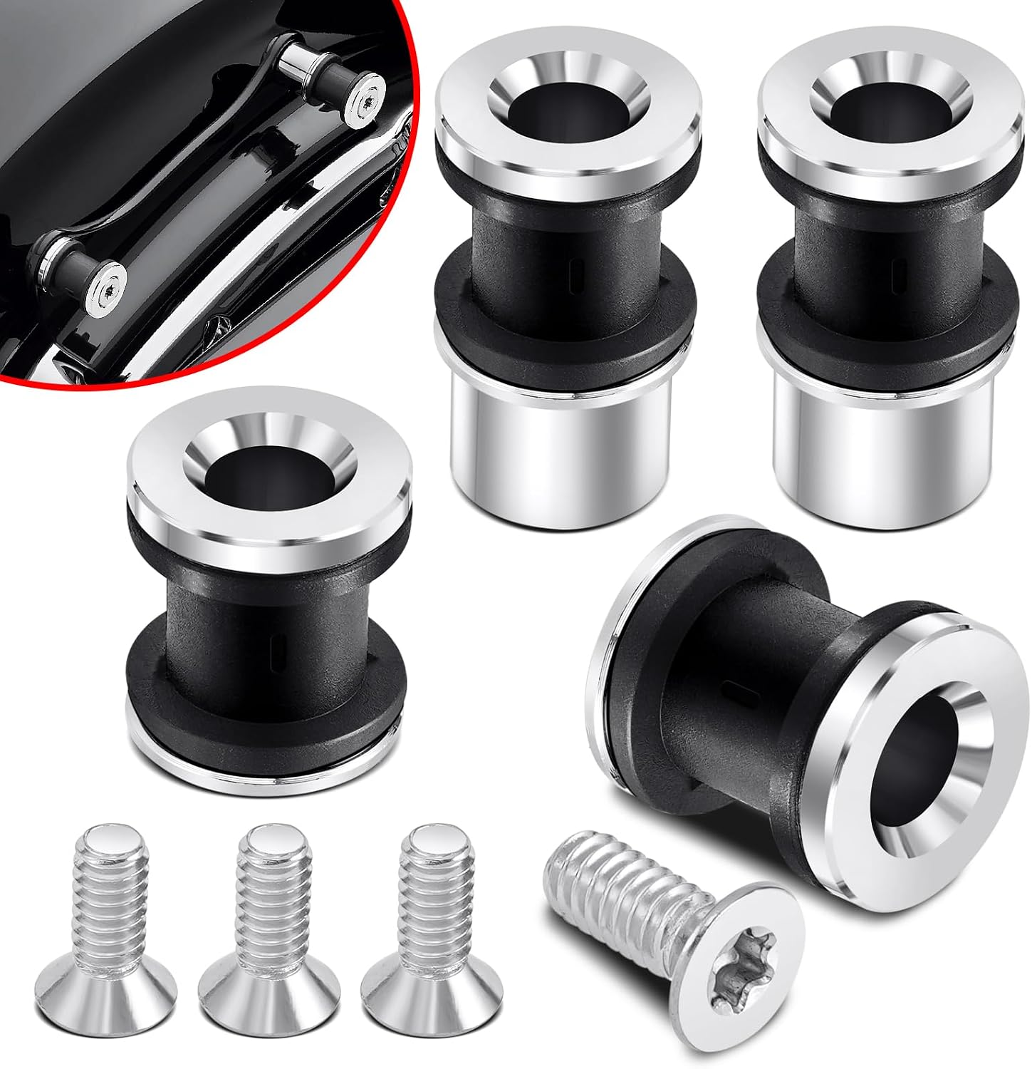 Benlari Four Point Docking Hardware Kits Quick Release Sissy Bar Luggage Rack Motorcycle Fit For Harley Touring Street Glide Electra Glide Road Glide Road King 2009-2024 Chrome