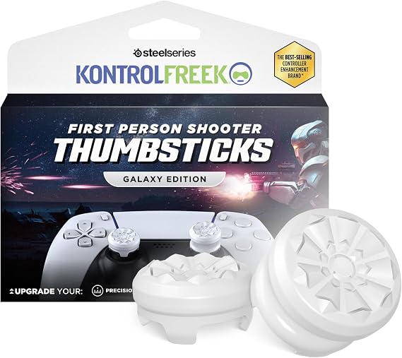 KontrolFreek FPS Freek Galaxy White for PlayStation 4 (PS4) and PlayStation 5 (PS5) | Performance Thumbsticks | 1 High-Rise, 1 Mid-Rise | White