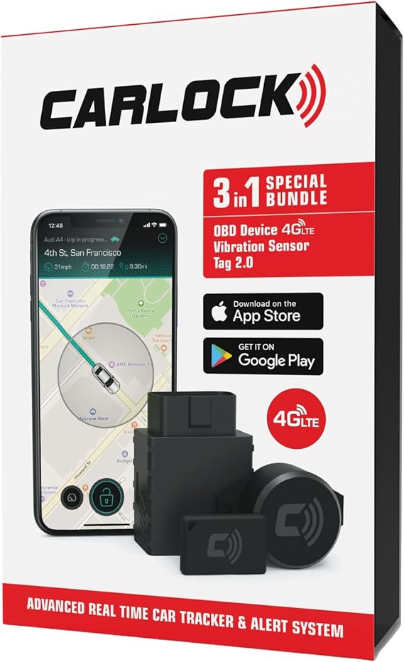 CARLOCK Ultimate Security Bundle 2.0: Real-Time Tracker, Alarm, Bluetooth Vibration Sensor & TAG Accessory. Total car Protection in one Powerful Package!
