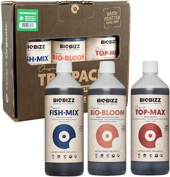 Biobizz Try Pack Outdoor - Organic Plant Fertilizer Kit with Fish Mix, Bio Bloom and Top Max - Complete Nutrient Set for Growth and Flowering, 1-4 Plants - 3 x 250ml