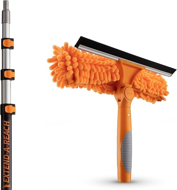4-12 ft Window Washing Kit with Extension Pole (20+ Foot Reach)