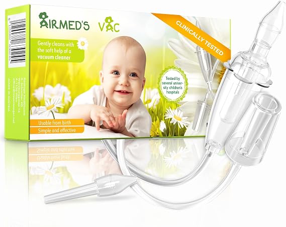 Airmed's Vac Nasal Aspirator Baby. Clinically tested, safe and gentle