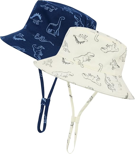 Durio Baby Toddler Sun Hat Kids Bucket Hats UPF 50+ Sun Protection Summer Beach Hat for Infant Baby Boy Girl Gifts 2Pack 2Pack Royal Blue/Beige 4-8T