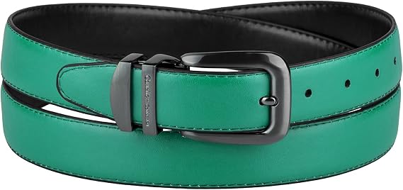 Reversible Belt Wide Solid Colors Black Bonded Leather Pewter-Tone XL
