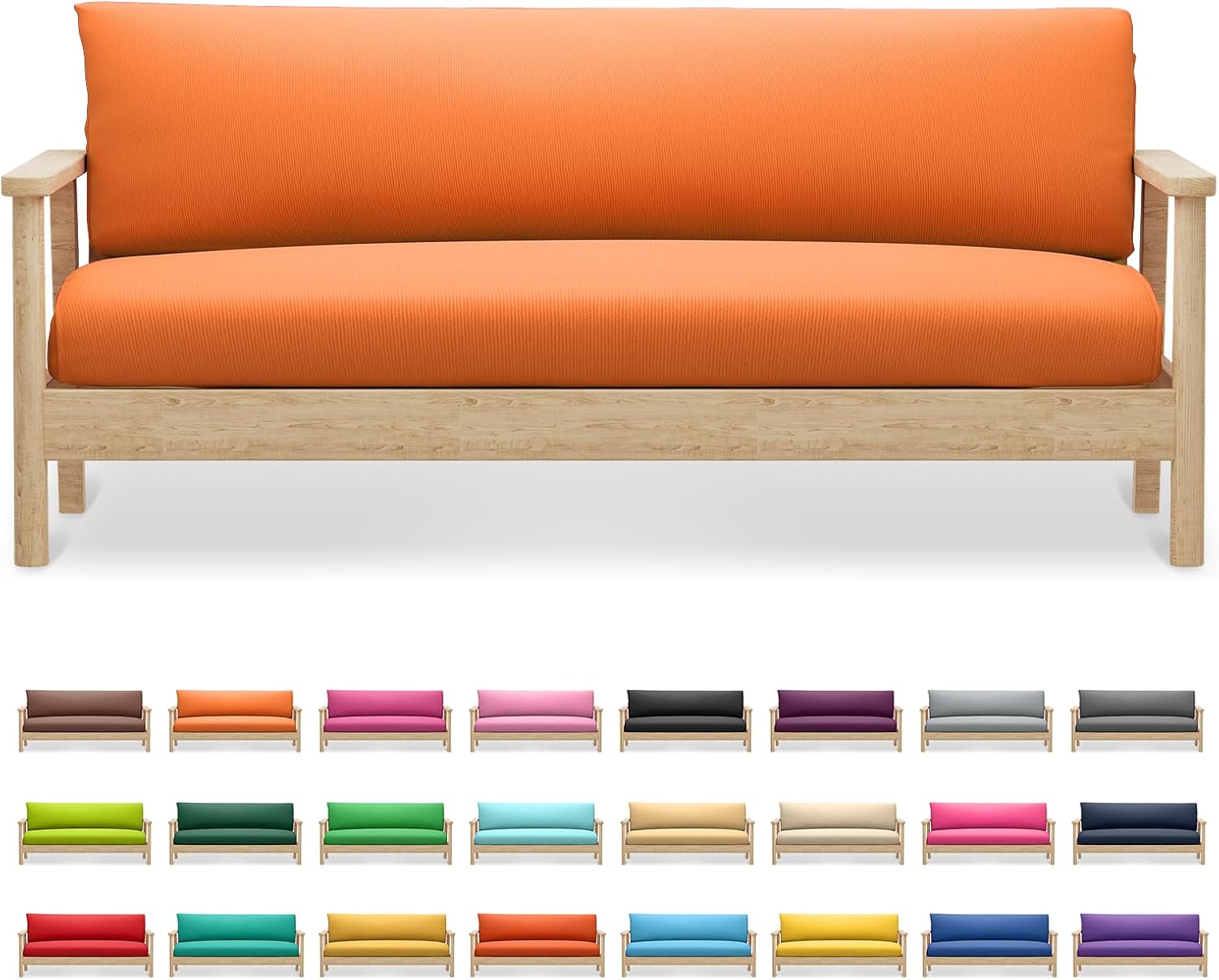 MoNiBloom Full Size Futon Cover, Armless Stretch Futon Slipcover Armless Sofa Cover Furniture Protector, Washable Zippered Rv Cushion Covers Futon Couch Cover for Adults Kids and Pets, Orange