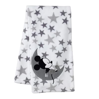 Lambs & Ivy Mickey Mouse Baby Blanket, White , 30x40 Inch Pack of 1