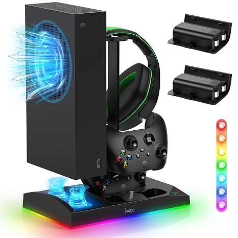 Upgraded RGB Cooling Fan Charge Stand for Xbox Series S Console &Controller