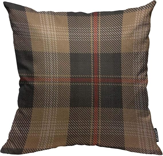 Mugod Throw Pillow Cover Brown Red and Black Home Decorative Linen Square Pillow Case for Men Women Bedroom Livingroom Cushion Cover 18x18 Inch Pillowcase