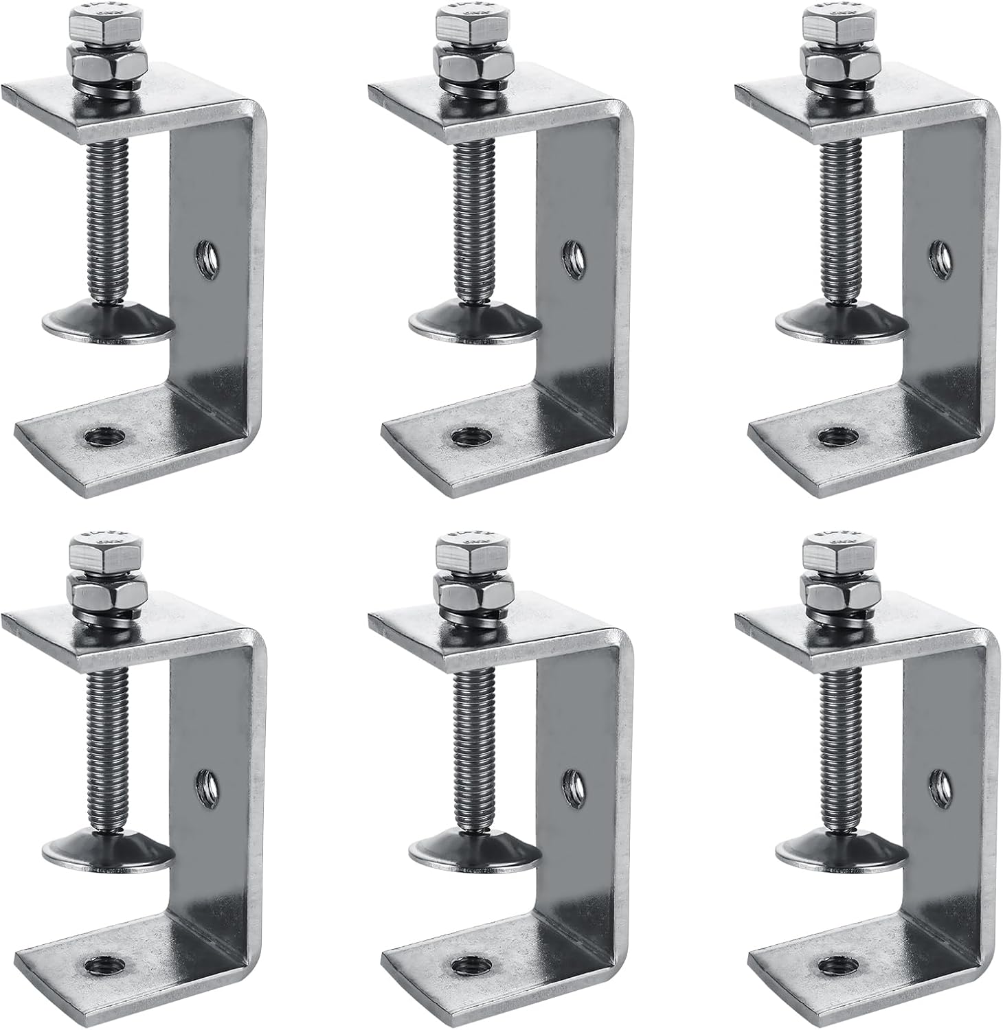 6 Pack 2-12 Inch Small C Clamps Heavy Duty C Clamp Set Stainless Steel C-Clamp Metal U Clamp with M8M10 Hole 29-58MM Adjustable G Clamp Bulk Tiger Desk Clamp for Woodworking Welding Mounting