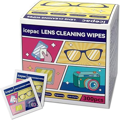 300 Count Lens Wipes for Eyeglasses, Eyeglass Lens Cleaning Wipes Pre-moistened Individually Wrapped Sracth-Free Streak-Free Eye Glasses Cleaner Wipes for Sunglass, Camera Lens, Goggles