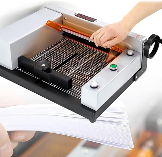Electric Paper Cutter 330mm Cutting Width, Electric Paper Trimmer, 40mm Cutting Thickness, Desktop Cutting Paper Machine, Heavy Duty Industrial Leather Trimmer for Office,