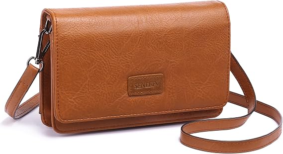 SENDEFN Small Crossbody Bags for Women Leather Cell Phone Purse Wallet with ID window and Card Slots