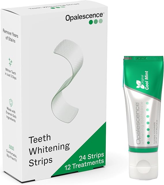 Opalescence Go Teeth Whitening Strips Hydrogen Peroxide 10% - 6050-402 | Fast Acting - Enamel Safe Slip Free Sensitivity Free Includes Original Whitening Toothpaste Travel Size 1 oz