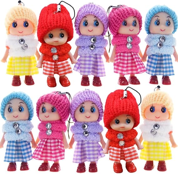 DDJYP 8 pcs Tiny Dolls Silicone Princess Mini Doll for Girls DIY Miniature Dollhouse Kit with Miniature Clothes, Decoration Little Dolls Christmas Festival Reborn Baby Stuff Gift & Bag Accessories