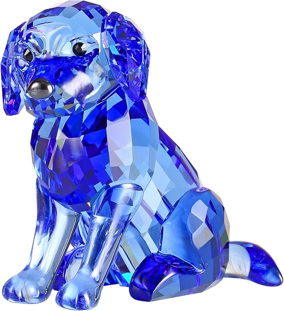 DOJOZ Crystal Labrador Dog Puppy Figurine Animals Lovely Craft Home Decor Ornaments Collectible Birthday Gifts (Blue)