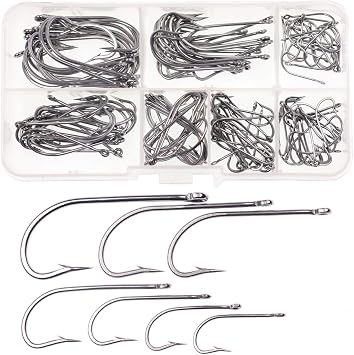 Wifreo 140pcs Set Stainless Steel Fishing Hook O'SHAUGHNESSY Long Shank Saltwater Fish Hook Small Clouser Minnow Sculpin Fly Tying Hooks