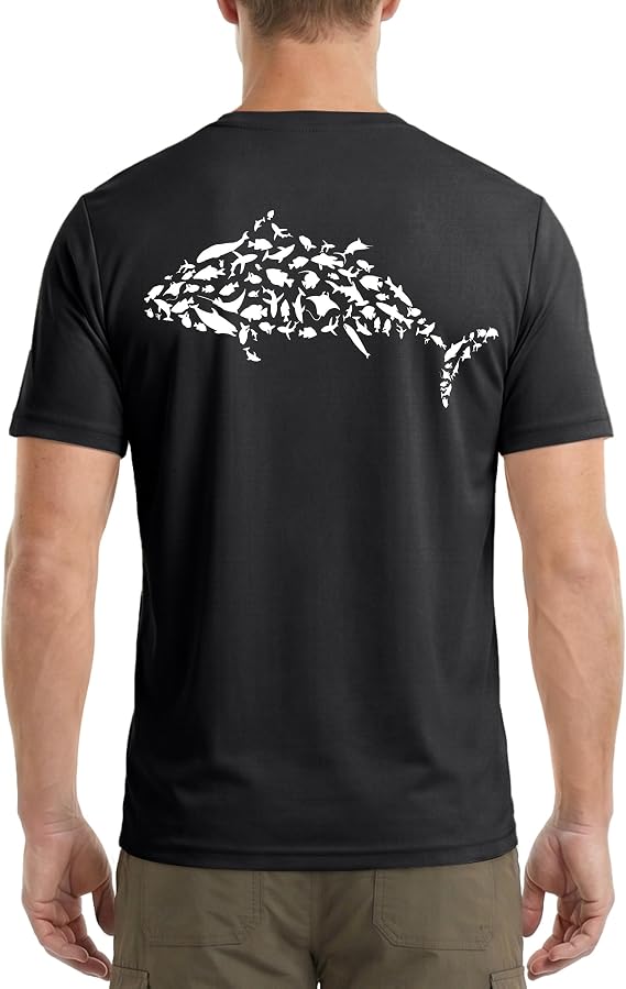 Sun Shirt for Men Short Sleeve, UPF 50+ UV Protection Fishing T-Shirt, Graphic Quick Dry Rash Guard Tee for Swim