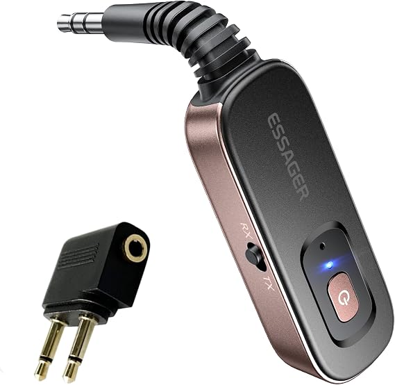 Bluetooth Receiver for Car, Noise Cancelling 3.5mm AUX Bluetooth Car Adapter, Wireless Audio Receiver Transmitter for Home Stereo/Wired Headphones Airplane, Red