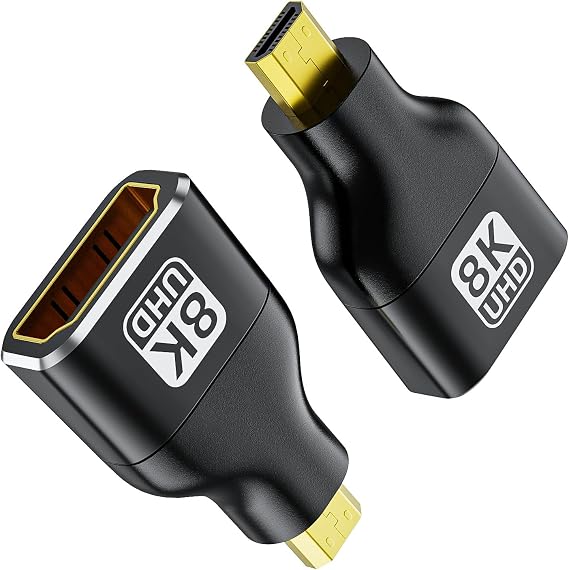 8K Bidirectional Micro HDMI to HDMI 2.1 Adapter 2 Pack, for Camera, Laptop