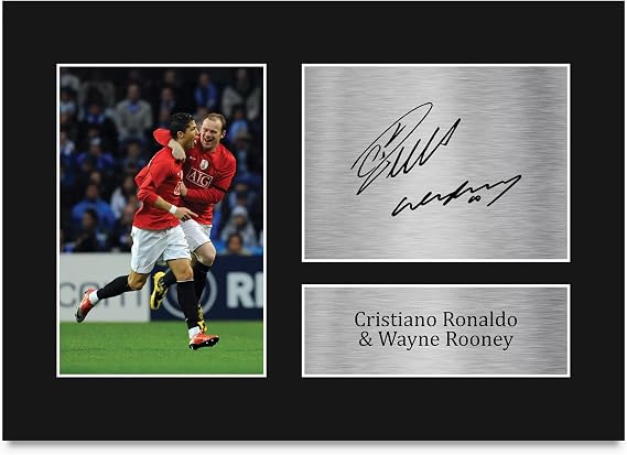 HWC Trading Cristiano Ronaldo & Wayne Rooney Gifts Printed Signed Autograph Picture for Football Fans and Supporters - A4