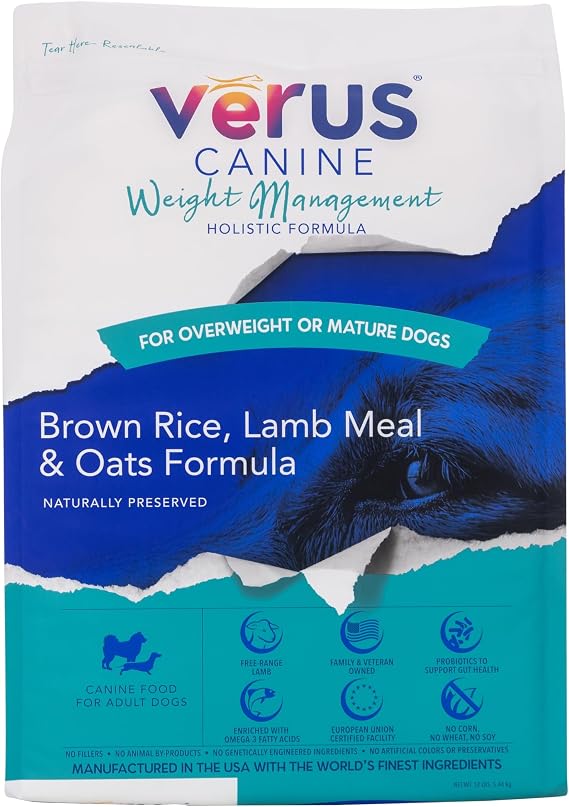 VeRUS Pet Foods Dry Dog Food Lamb, Weight Management Formula 12lb Bag