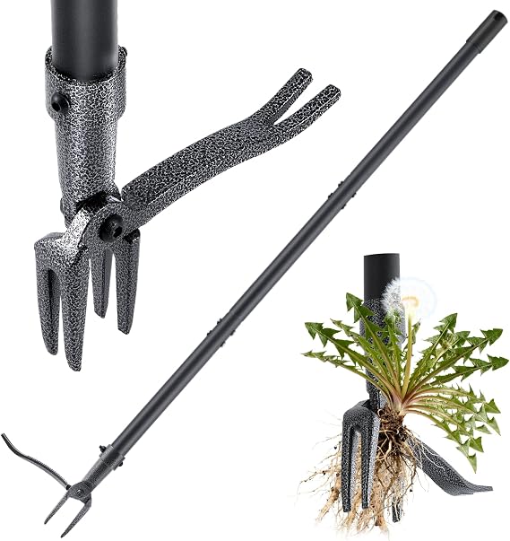 Stand Up Weed Puller Tool, 46'' All-Steel Handle, Heavy Duty Weeder
