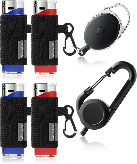 Likesing Lighter Leashes with Clip, Retractable Lighter Holder for Backpack Belt, Cool Lighters Leash Gift for Men Boys
