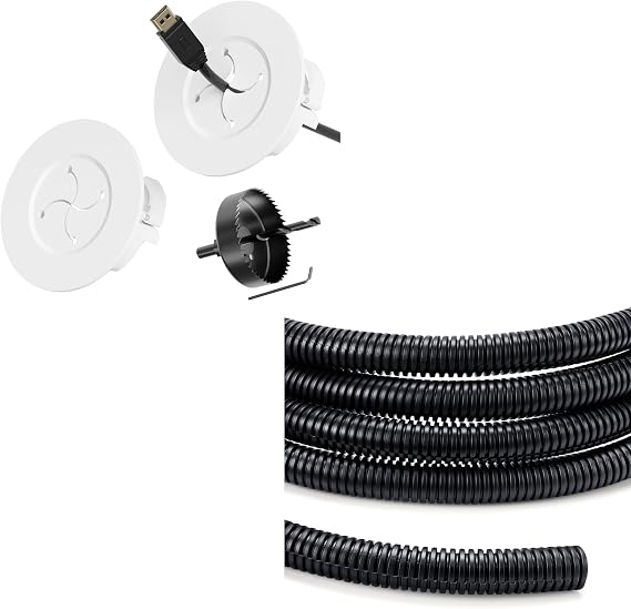 Cord Hider for Wall Mount TV, in Wall Cable Management Kit for Large Capacity & Wire Loom 10ft 1/2in Black