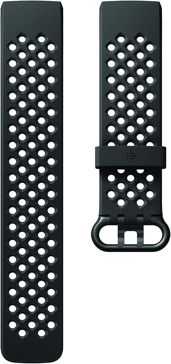 Fitbit Charge 3 Accessory Band, Official Fitbit Product, Sport, Black, Small