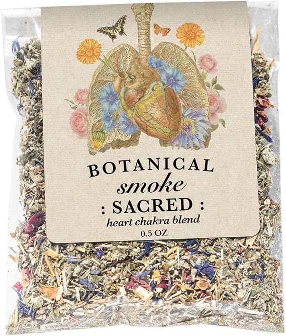 Anima Mundi Apothecary Smokable Herbs - Sacred Smoke - Heart Chakra Herbal Smoking Blend - with Relaxing Botanicals Like Mugwort, Skullcap, Blue Cornflower, Calendula & Rose Petals (0.5oz)
