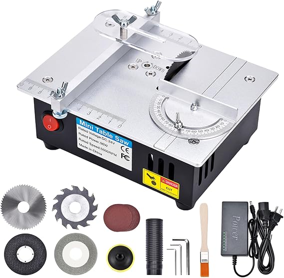 [TIMILAND] Mini Multi-Functional Table Saw S6Cutter SpeedAngle0-1/2inch hight Adjustablewith seven Speed Adjustable Power,Cutting&Sanding&Engraving for CraftsWood Plastic Acrylic
