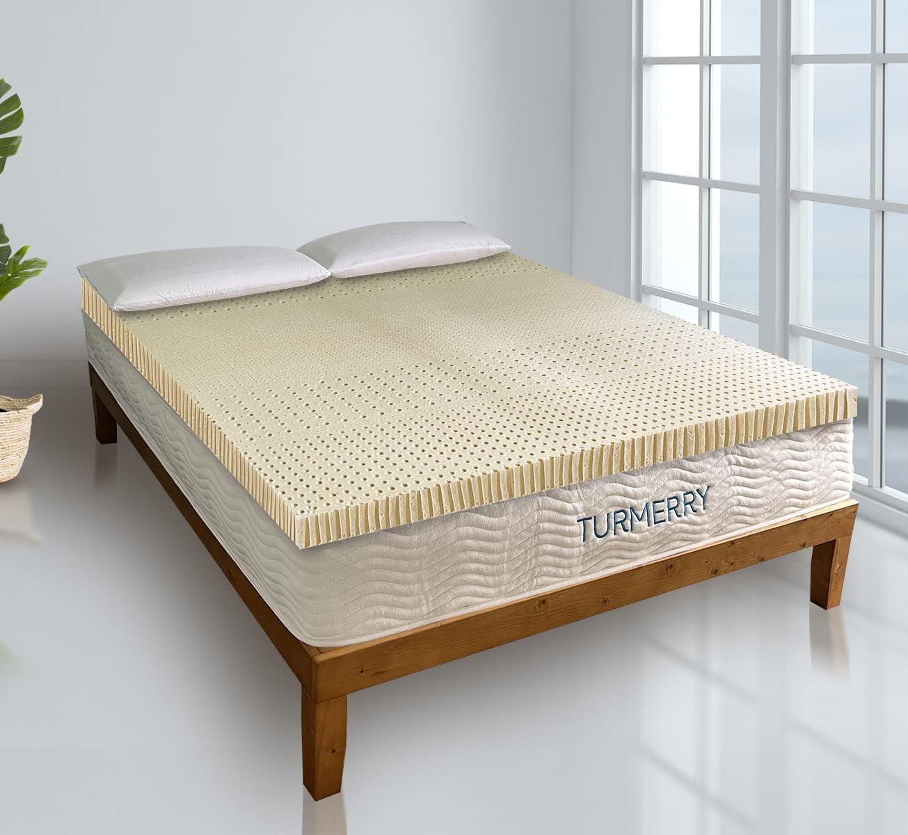 7 Zone Green Natural Organic Latex Mattress Topper King Size - 2 inch - Soft Plush Pillow Top - GOLS Certified Latex Foam Bed Pad for Side Sleepers Zonal Support Durable and Breathable