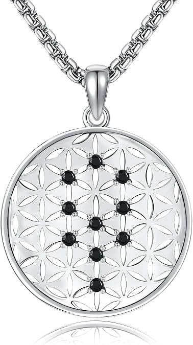 Atheist/Therian Necklace Sterling Silver Obsidian/Abalone Shell Atheism Therian Pride Symbol Jewelry for Men
