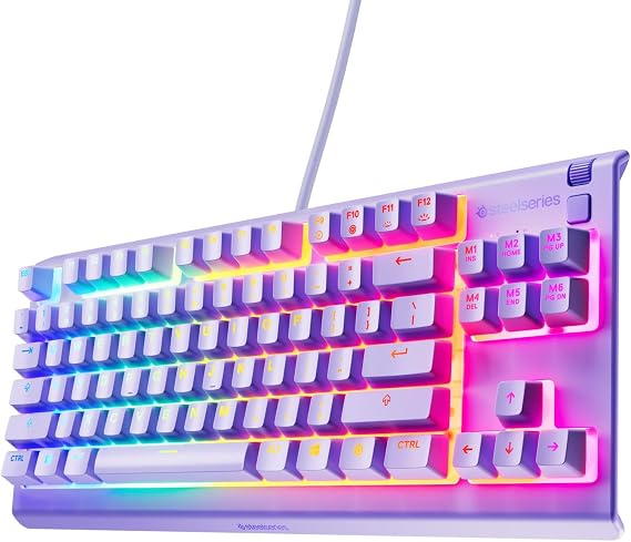 SteelSeries Apex 3 TKL RGB Suya ve Toza Dayanıklı Türkçe Gaming Klavye – Lila