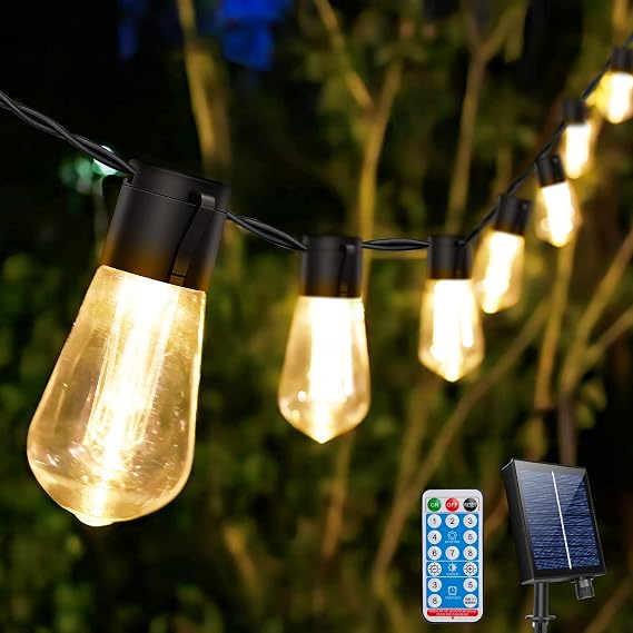 Garden Solar String Lights Outdoor, 29.5FT IP65 Waterproof , 8 Modes 20 LED Remote Control Solar Powered for Christmas Party Festival Decoration(Warm White)