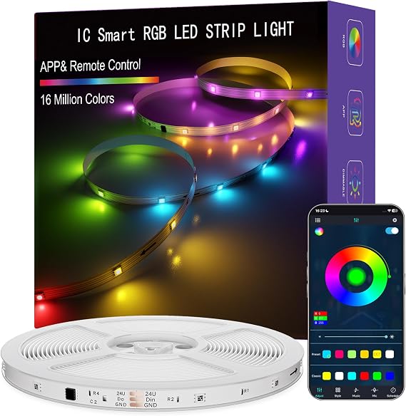LED Lights for Bedroom, 50FT IC RGB LED Strip Lights, Smart Control