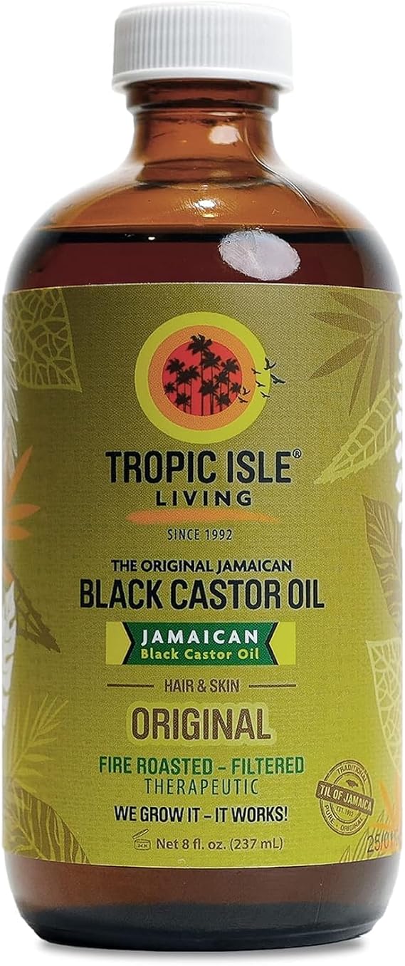Tropic Isle Living Jamaican Black Castor Oil 8 fl oz Strengthening & Nourishing Oil | With Vitamin E & Omega Fatty Acids | For Hair, Skin, Eyebrows & Eyelashes