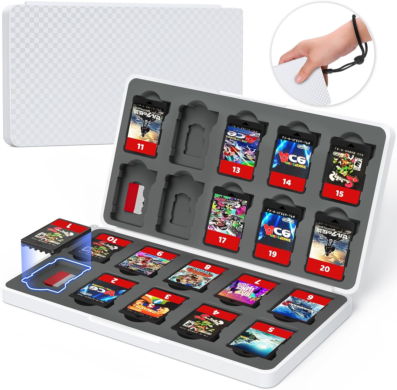 Klipdasse Game Card Case für Nintendo Switch 2/1 Lite OLED - Game Holder für Switch mit 20 Game Card Slots & 20 Micro SD Card Slots Magnetverschluss Hard Shell Case mit weichem Silikonfutter