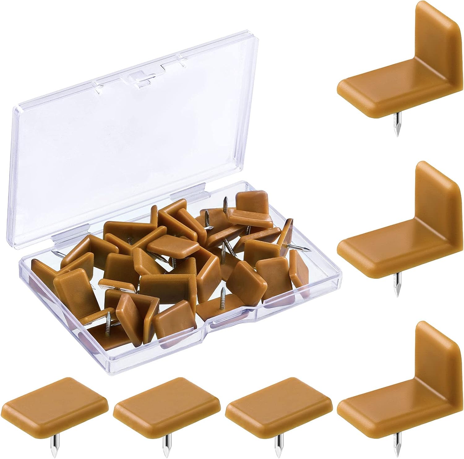 Maitys Plastic Drawer Glides and Slides Drawer Stoppers for Dresser Tack for Repairing Dressers, Square and L Shape30 Pieces