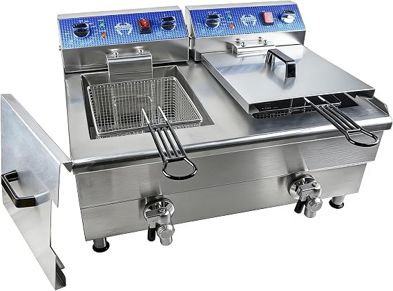 26L/27.4QT Commercial Deep Fryer with Oil Filtration and Timer
