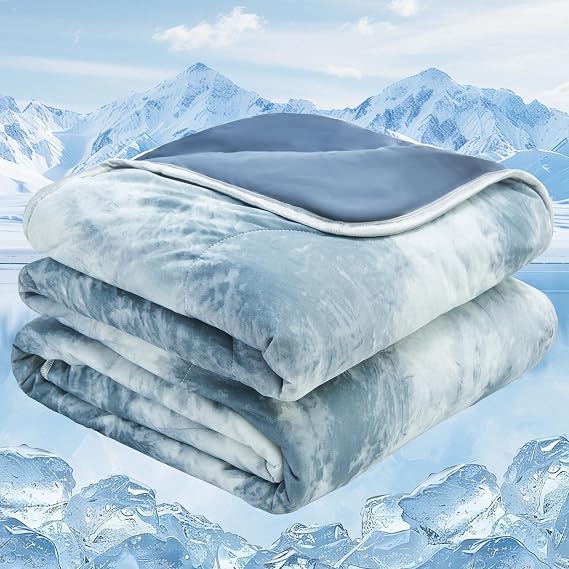 Cooling Comforter Queen Size, Double Sided Cooling Blankets for Hot Sleepers, Soft Breathable Lightweight Summer Cooling Comforter for Night Sweats Absorbs Body HEA